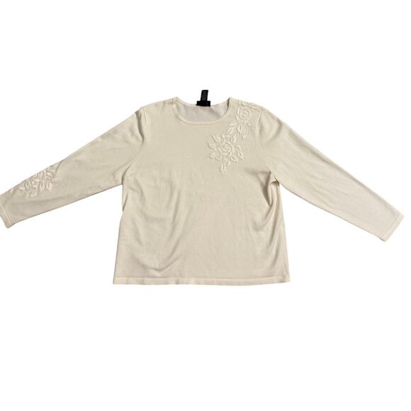 Lane Bryant Women’s 14/16 Off White Sweater Floral Embroidery Long Sleeve - Picture 1 of 4